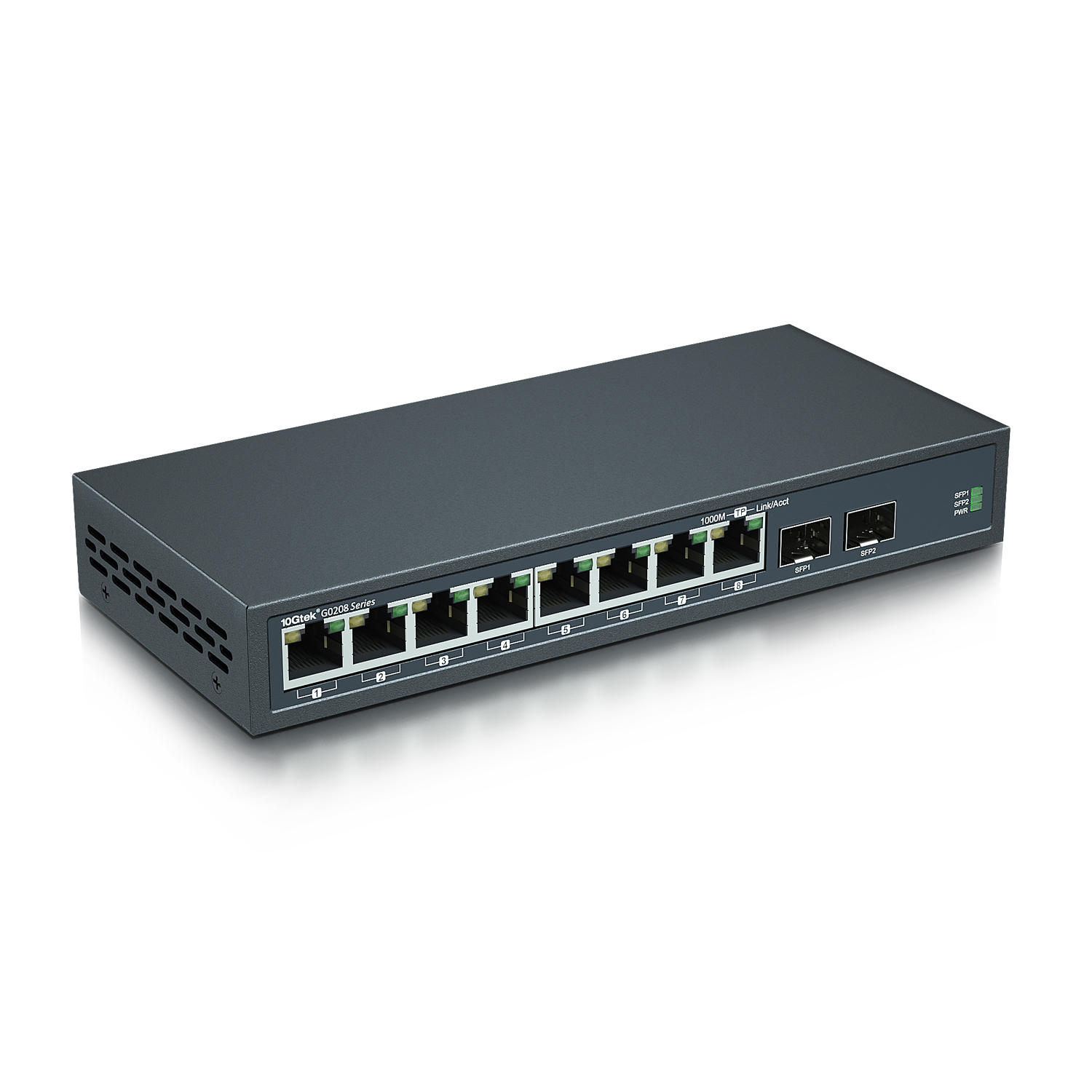 10-Port 1-25G Desktop Fiber Switch- with -2- SFP slots