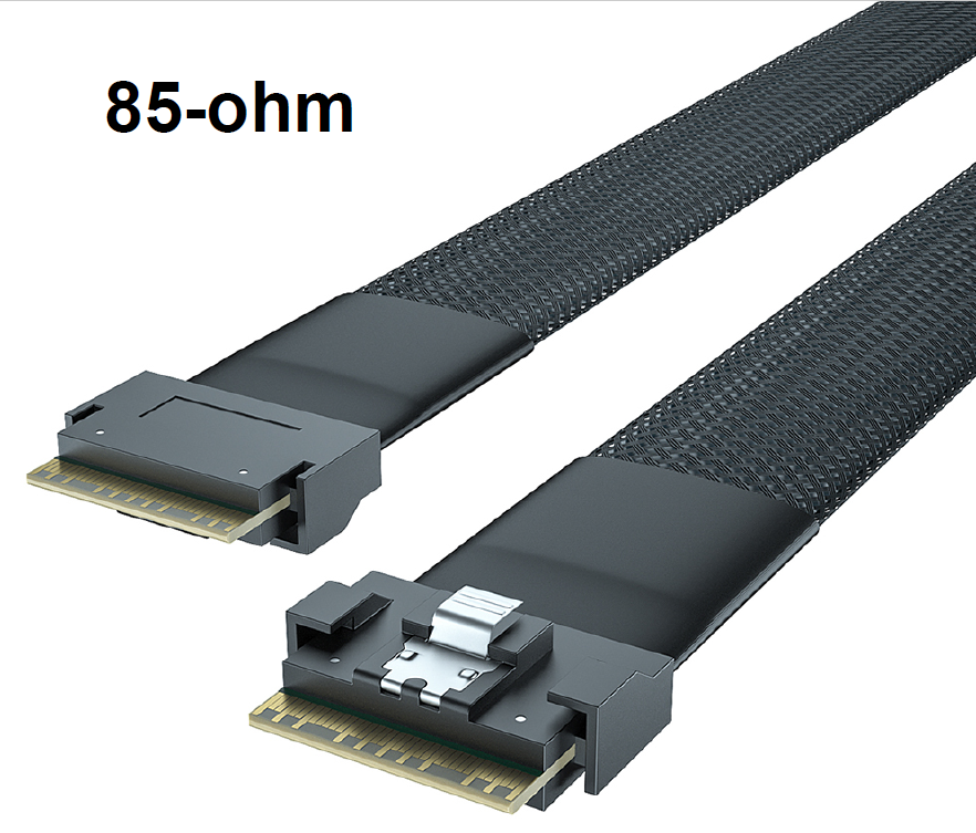10Gtek 24G 内部 Slim SAS SFF-8654 24G Internal SlimSAS SFF-8654 to SFF-8654 8i cable, Standard Profile  Straight to Low Profile Straight, PCIe 4.0, 85 ohm 30AWG, without sidebands