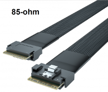 24G Internal SlimSAS SFF-8654 to SFF-8654 8i cable, Standard Profile Straight to Low Profile Straight, PCIe 4.0, 85 ohm 30AWG, without sidebands