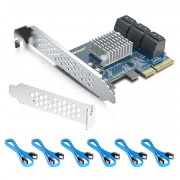 6 Port PCIe SATA Card, SATA3.0 Expansion Card, X2, with 6 SATA cable, Support SSD and HDD