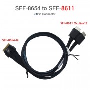SlimSAS(SFF-8654 8i,74pin) to 2x Oculink(SFF-8611,38pin), PCIe4.0 Gen4 cable assembly, 85-Ohm, 0.5~1m