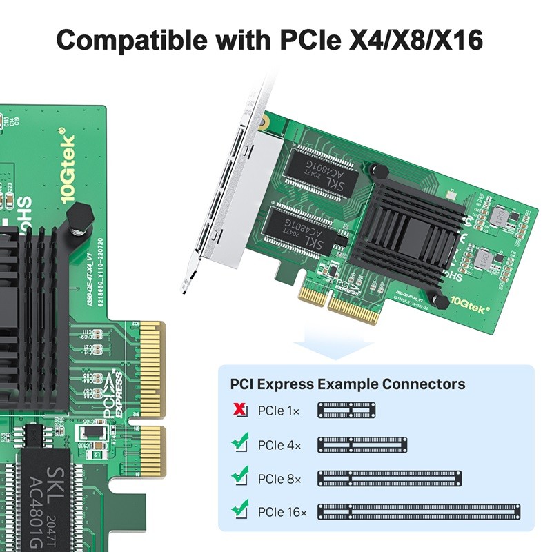 1G Network Card(NIC), Quad RJ-45 Port, X4 Lane, Intel I350-AM4