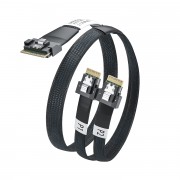 SFF-8654 to 2 SFF-8654 Internal SlimSAS Cable, Straight to Straight, 0.5m, 85 ohm, with sideband