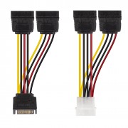 4Pin Female LP4 to 2 SATA Female and SATA Male to 2 Female Power Extension Cable