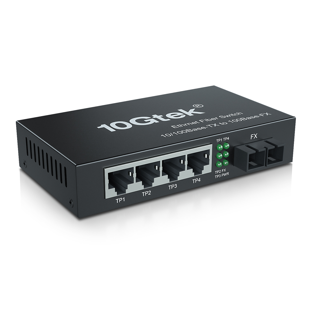 5-Port Fast Ethernet Desktop Fiber Switch- with SC Fiber- 20 km