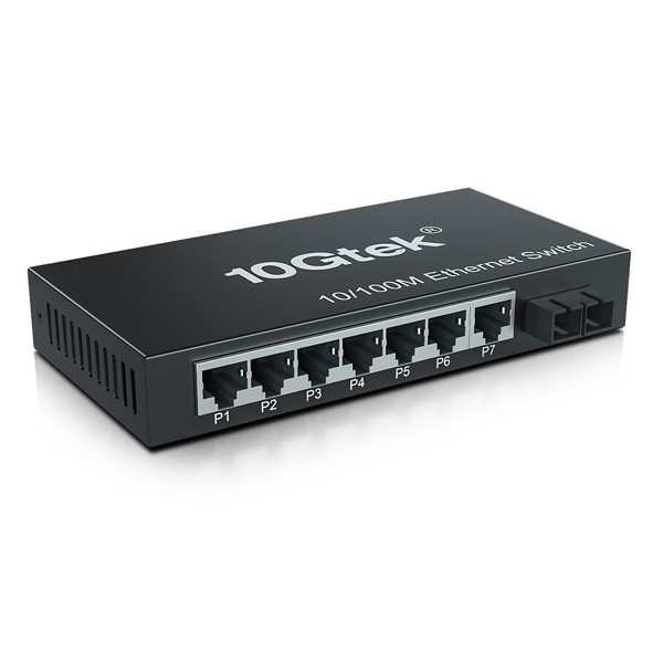 8-Port Fast Ethernet Switch, with 1 Port Fiber (Dual SC-20 km), Unmanaged