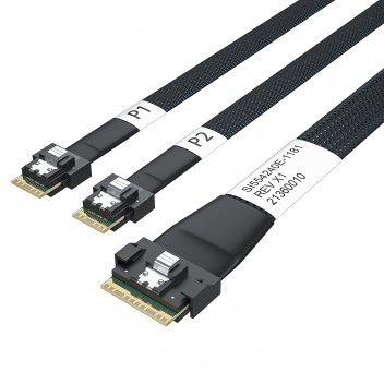 10Gtek 24G 内部 Slim SAS SFF-8654 24G Internal SlimSAS SFF-8654 to SFF-8654 8i cable, Standard Profile  Straight to Low Profile Straight, PCIe 4.0, 85 ohm 30AWG, without sidebands