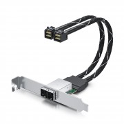 Minisas HD Extender cable, 2 channel SFF-8643 connector to SFF-8644 slot, 30AWG