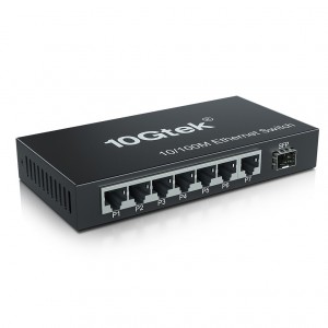 Socket 8 Port 8-Port Fast Ethernet Desktop Fiber Switch, with SFP slot - 10Gtek