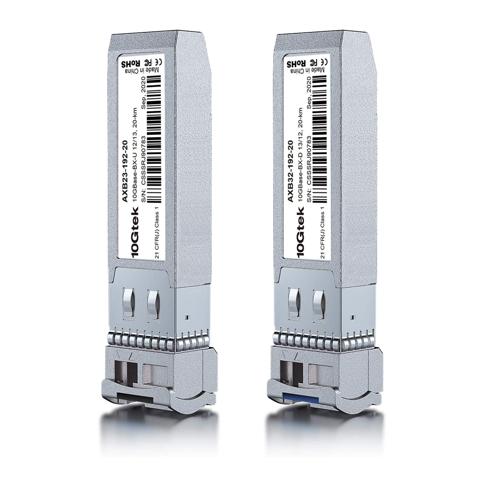 A Pair of 10G SFP+ Bidi Transceiver, 20km Compatible for Alcatel lucent