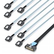 MCIO 8X SFF-TA-1016 to 8x SATA , Mini Cool Edge IO Host/RAID to SATA Target HD, 0.5m~1m