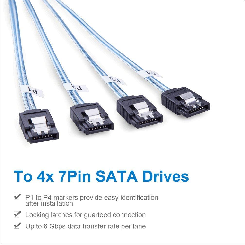Câble Interne Mini SAS SFF-8087 Vers SFF-8087 50 Cm - 36 Broches, Droit, Pour Serveurs/Stations De Travail