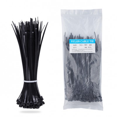 Nylon Zip Ties-100 pcs- 6 x 0-14 inch- Black- UL Certified