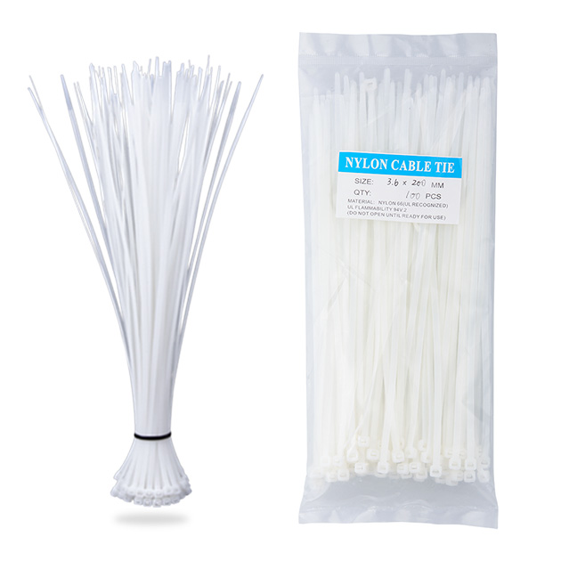 Nylon Zip Ties-100 pcs- 8 x 0-14 inch- White- UL Certified