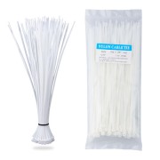 Nylon Zip Ties-100 pcs- 8 x 0-14 inch- White- UL Certified