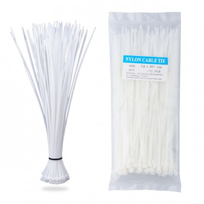 Nylon Zip Ties-100 pcs- 8 x 0-14 inch- White- UL Certified