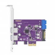 PCIe 2.0 to (2) USB 3.0 Expansion Card, PCIe USB Add in Card , with 19-Pin Connector to extend 2 front USB 3.0 Ports, with15-pin SATA power connector, Support Windows 10/8/7/XP, Linux