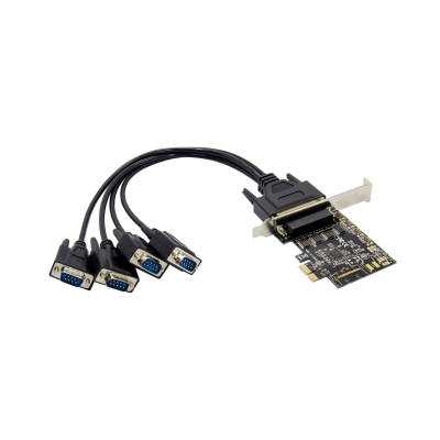 PCIe X1 to RS-232 Serial Card- with Cable 44 pin breakout to -4- DB9