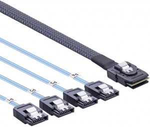 Mini-SAS SFF-8087 to (4) SATA Internal SAS Forward Breakout Cable, 0.5~1 Meter