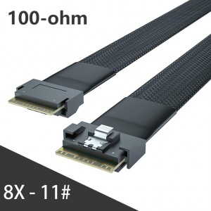 24G SFF-8654 to SFF-8654 8i Internal SlimSAS Cable, SAS 4.0, 100 ohm, 0.5~1 Meter