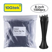 Zip Ties -1000pcs- Self-Locking 8 Inch Nylon Cable Ties- Black- UL Certificated