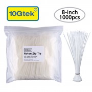 Zip Ties -1000pcs- Self-Locking 8 Inch Nylon Cable Ties in White UL Certificated