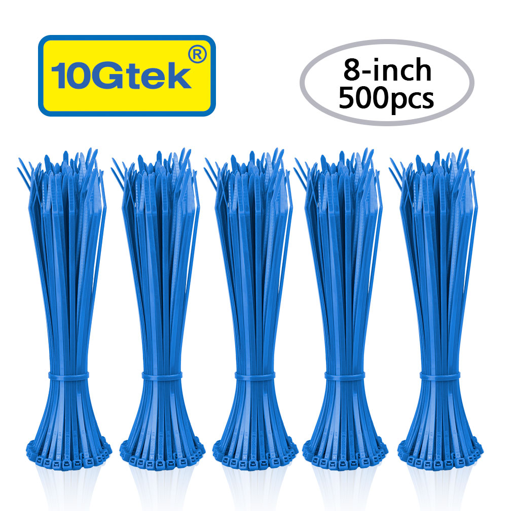 Zip Ties -500pcs- Self-Locking 8 Inch Nylon Cable Ties in Blue UL Certificated