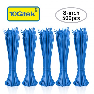 Zip Ties -500pcs- Self-Locking 8 Inch Nylon Cable Ties in Blue UL Certificated